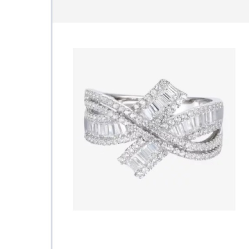 Genuine Diamond Baguette Crossover Ring